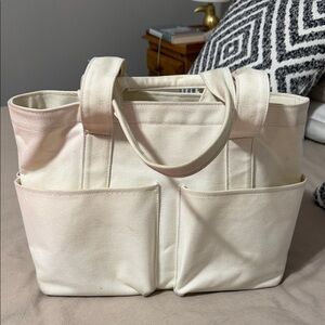 Dagne Dover Cream Canvas Tote Bag